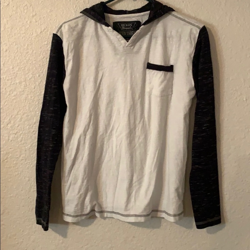 Broken Threads Long sleeved Henley with hood